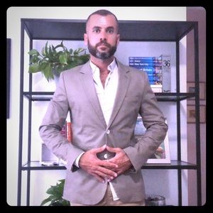 H&M khaki jacket and pant suit